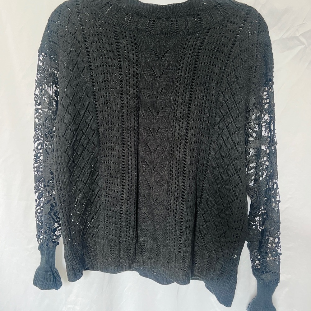 Black Lace Sleeve Sweater